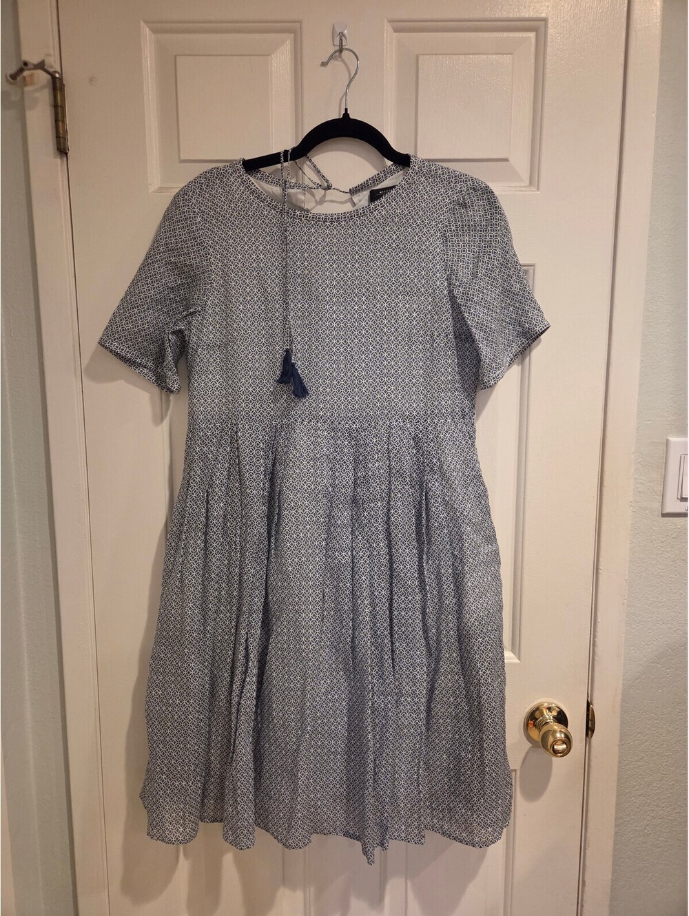 Weekend Max Mara Blue Patterned Short Sleeve Dress size small/ medium (6/8)